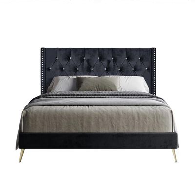 Caroline 160X200 Queen Bed Velvet/Black 