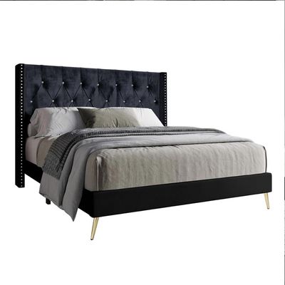 Caroline 160X200 Queen Bed Velvet/Black 