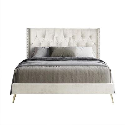 Caroline 160X200 Queen Bed Velvet/Beige 