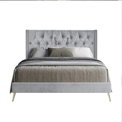 Caroline 160X200 Queen Bed Velvet/Grey 