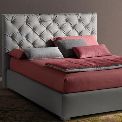 Tufted Bed With Mattress Grey 150x180x200 Cm