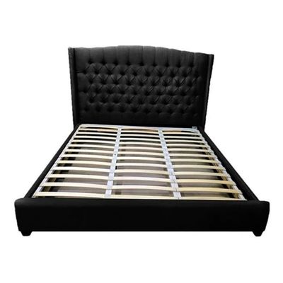 Curved Bed With Mattress Black 180x150x200 Cm