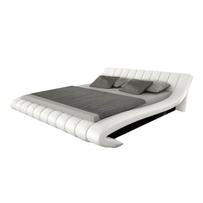 Leather Design Bed With Mattress White