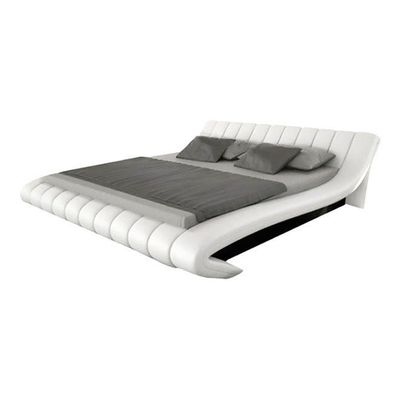 Leather Design Bed With Mattress White 180x50x200 Cm