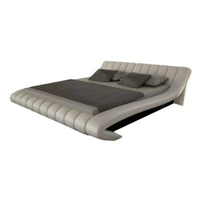 Leather Design Bed With Mattress Grey