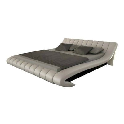 Leather Design Bed With Mattress Grey 180x50x200 Cm