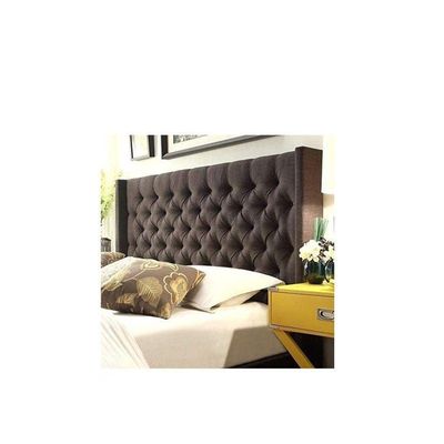 Upholstered Wingback King Headboard Design In Brown Fabric 180x200 cm