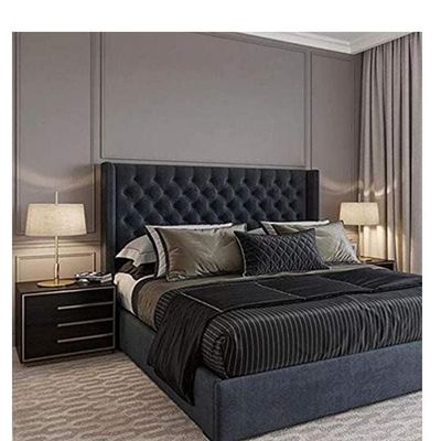 Avon Furniture Factory Llc Avon Super King Size Bed With Mattress In Black Velvet 200x200 cm