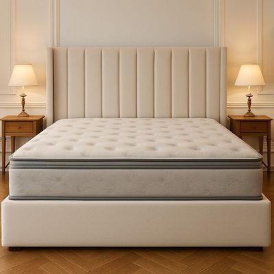 Sublime Comfort Upholstered Bed - Pillow Top Spring Mattress (With Memory Foam) by R2R King Size (180cm x 200cm)