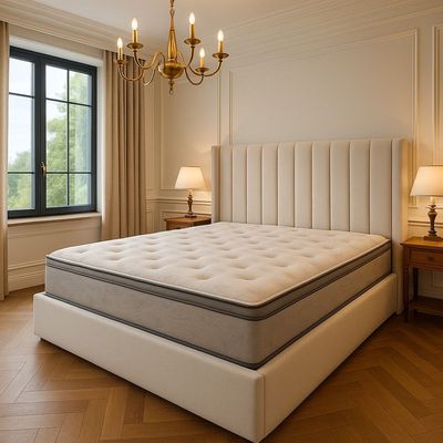 Sublime Comfort Upholstered Bed - Pillow Top Spring Mattress (With Memory Foam) by R2R King Size (180cm x 200cm)