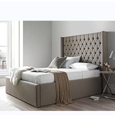  Islington Tufted Queen Bed With Storage Beige Faux Leather 160x200cm