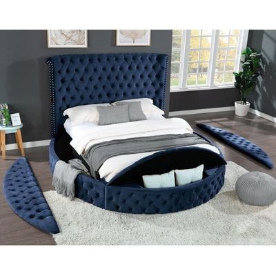 Luisa Circular Upholstery Queen Size Bed 160 x 200 with 3 storages by