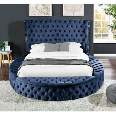 Luisa Circular Upholstery Queen Size Bed 160 x 200 with 3 storages by