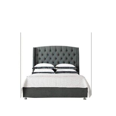 Velvet Tufted King Dark Upholstered With Mattress 180x200 cm