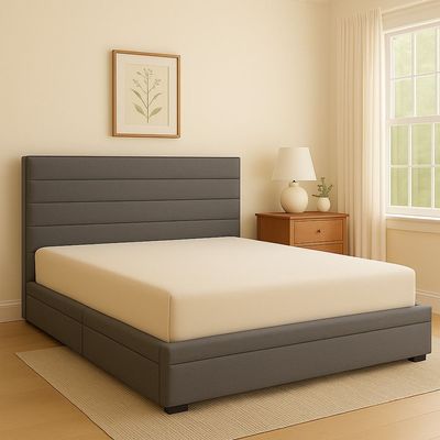 Sweet Dreams Queen Cole Twill Grey Fabric Bed Frame 