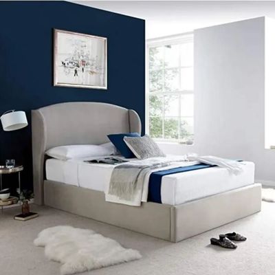 Blenheim Grey Velvet Winged Ottoman Bed With mattress 180X200 (King Size)