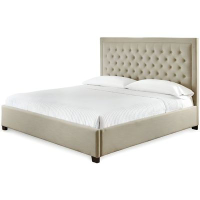Velvet Upholstered Tufted Bed Frame (180 x 200 cm, Off-White)
