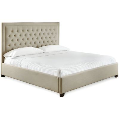 Velvet Upholstered Tufted Bed Frame (180 x 200 cm, Off-White)