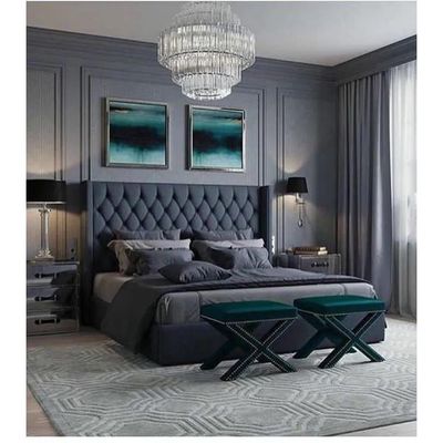 GIORDANI Velvet Upholstered Tufted Bed King size with STORAGE