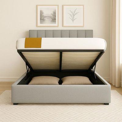 Giordani Velvet Upholstered Tufted Bed King size with storage