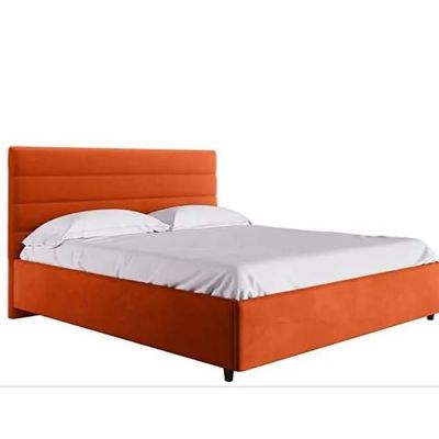Rosenity Comfort Upholstered Bed (Without Mattress) by R2R - King Size (180cm x 200cm) (Orange)