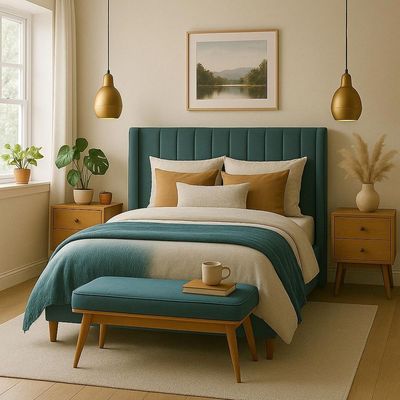 Highworth Bed Frame In New PANEL headboard Design King Size 180x200 cm (Mattress not included)
