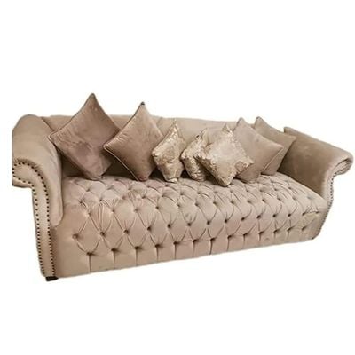 Eloquent Upholstered Velvet Fabric 3 Seater Sofa