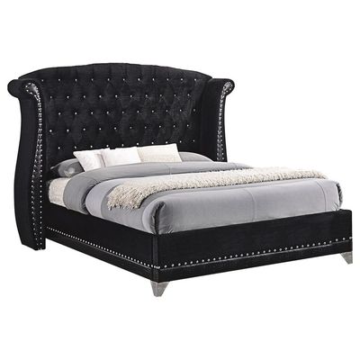 Tamsin Black Wingback Upholstered 180X200 King Bed
