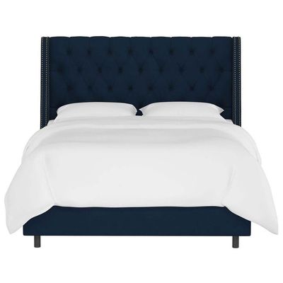 Skyline Wingback 180X200 King Bed/Navy Blue