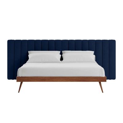 Megane Channel Tufted 180X200 King Bed/Navy Blue