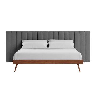 Megane Channel Tufted 180X200 King Bed/Grey