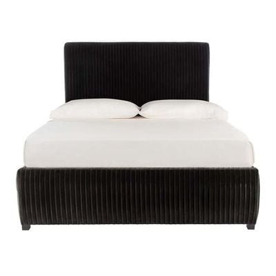 Hazel Pleated Velvet 180X200 King Bed/Black 