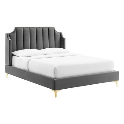 Daniella Channel Tufted 180X200 King Bed/Dark Grey