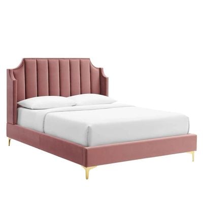 Daniella Channel Tufted 180X200 King Bed/Pink