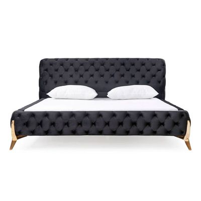 Vienna Velvet 180X200 King Bed/Black