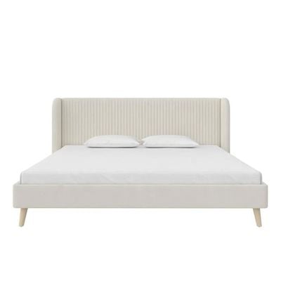 Holly Upholstered Platform 180X200 King Bed/Beige