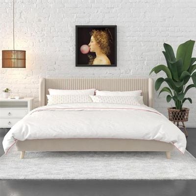 Holly Upholstered Platform 180X200 King Bed/Beige