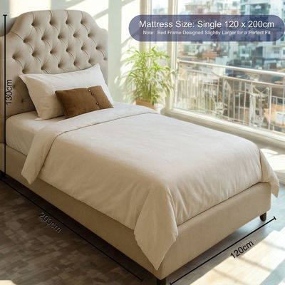 Arch Button Tufted Upholstered 120X200 Single Bed