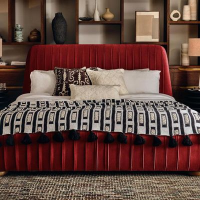 Victoria Channel Tufted 100X200 Single Bed/Maroon