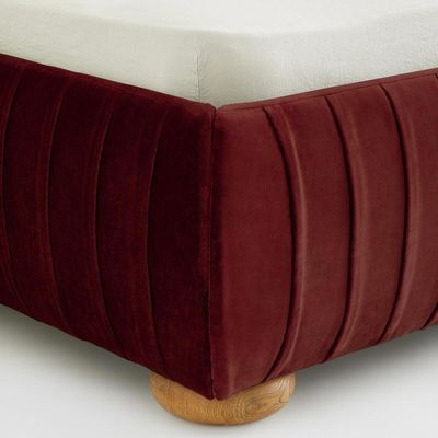 Victoria Channel Tufted 100X200 Single Bed/Maroon Victoria Channel Tufted 100X200 Single Bed/Maroon