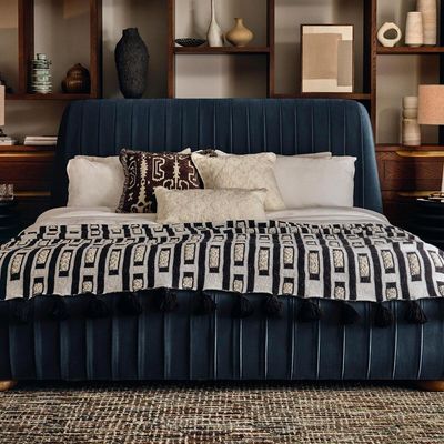 Victoria Channel Tufted 100X200 Single Bed/Navy Blue