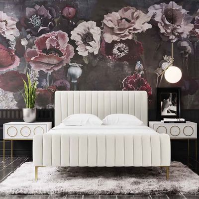 Angela Channel Tufted 100X200 Single Bed/Cream