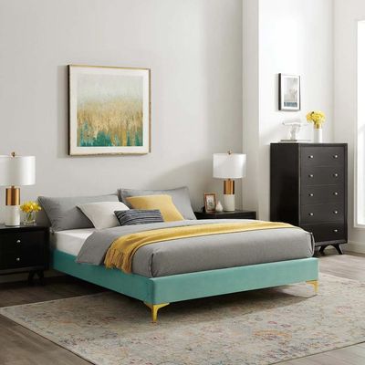 Sutton Velvet 100X200 Single Bed/Teal