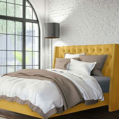 Skyline Wingback 100X200 Single Bed/Yellow