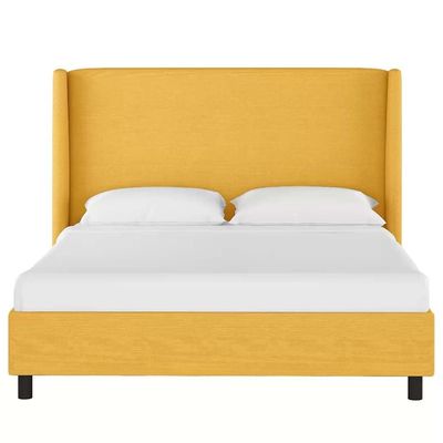 Goodrich Velvet Upholstered 100X200 Single Bed/Yellow