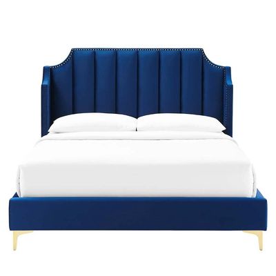 Daniella Channel Tufted 100X200 Single Bed/Navy 