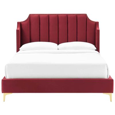 Daniella Channel Tufted 100X200 Single Bed/Red