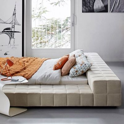 Square Patterned Bed with Side Peninsula 200X200 Super King Bed