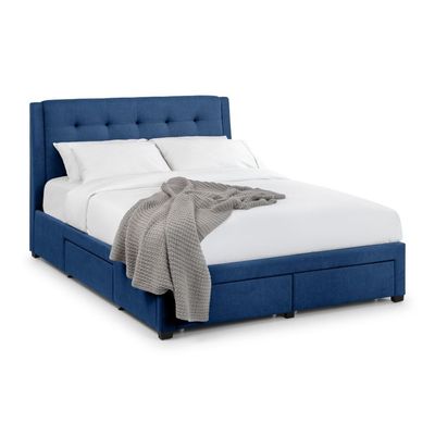 Fullerton Blue Fabric 4 Drawer Storage 200X200 Super King Bed
