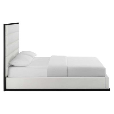 Ashland Faux Leather Platform 200X200 Super King Bed/White